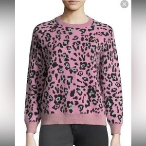 NWT Replica Los Angeles Cashmere Wool Pink Leopard Metallic Sweater - Small